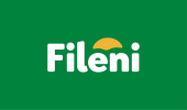 Logo Fileni su sfondo verde, evoca freschezza e natura.